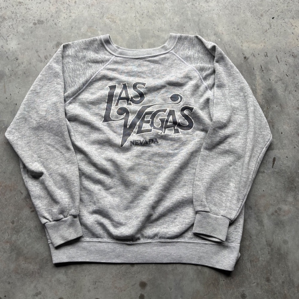 Vintage 70s 80s Las Vegas Nevada grey sweater crewneck